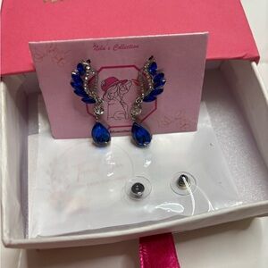 Nilu Collection New Blue And Silver Earrings In‎ Gift Box